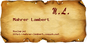 Mahrer Lambert névjegykártya